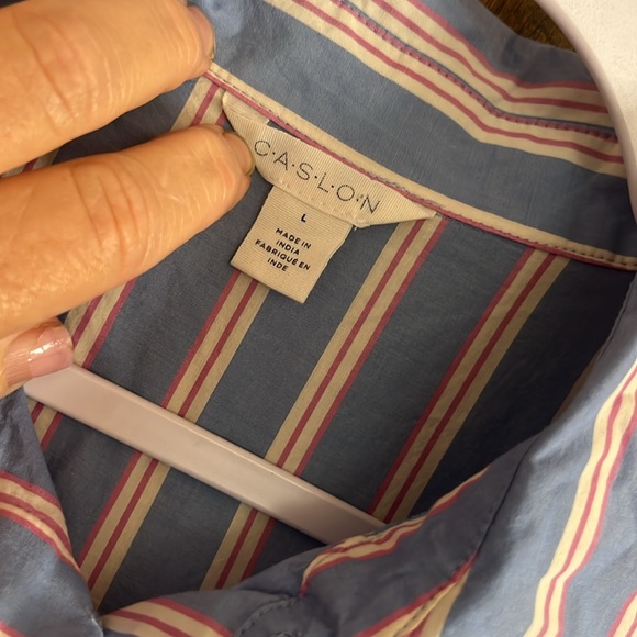 Blue Striped Maxi shirt dress by Caslon size L oversized - Picture 7 of 10